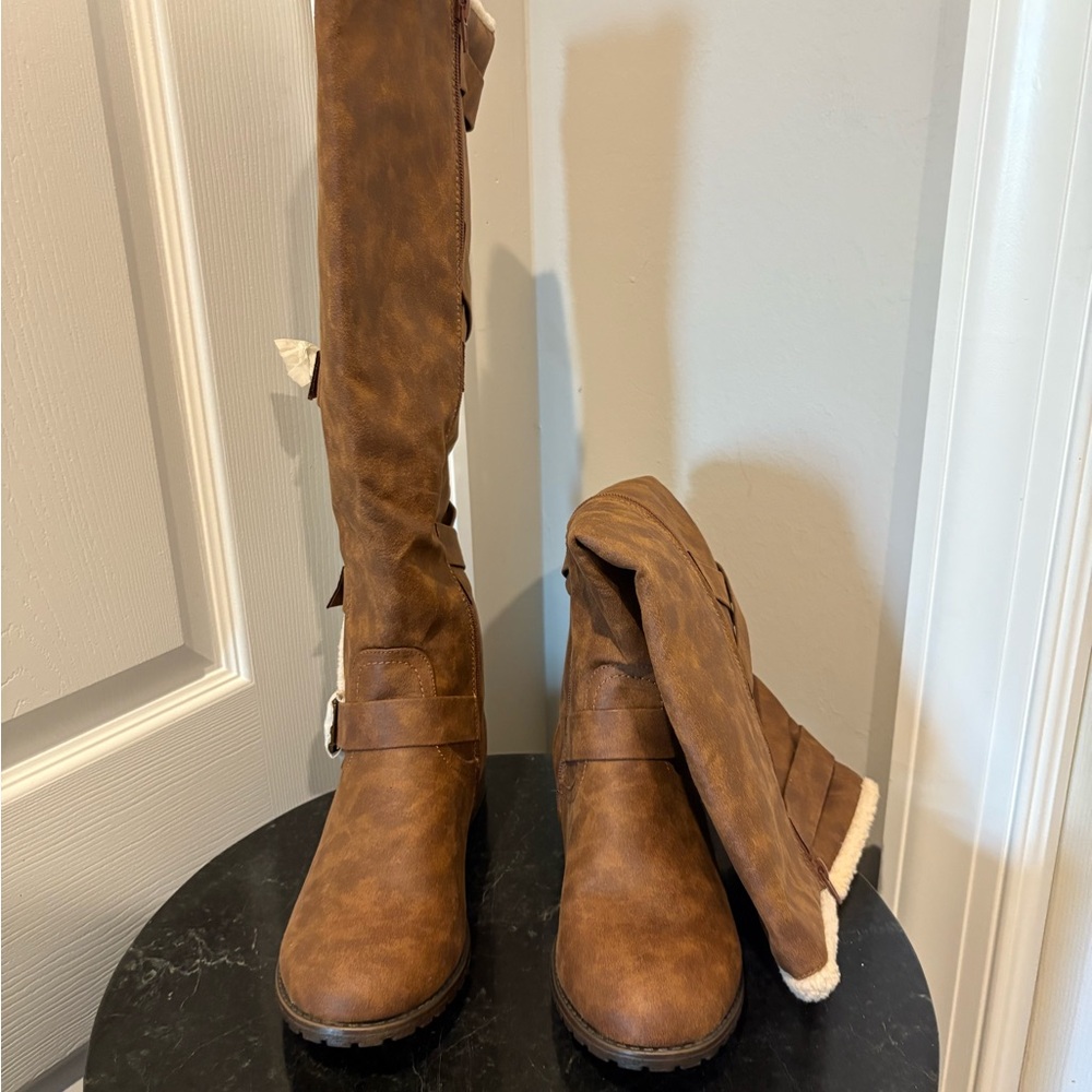 Stylish Tan Over the Knee Boots